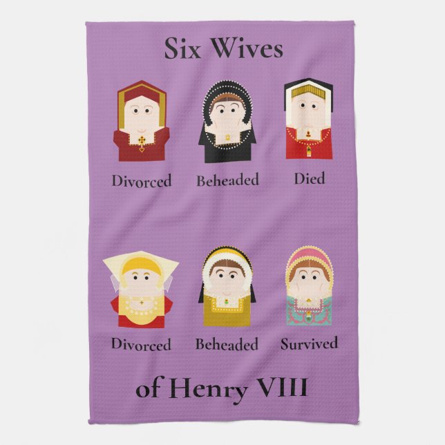Henry VIII, sechs Ehefrauen, Tudor Geschirrtuch (Vertikal)