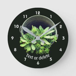 Hens And Chicks Sukkulenten Florale Personalisiert Runde Wanduhr