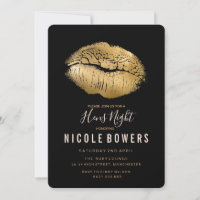 Hens Night Gold Lips Invitation