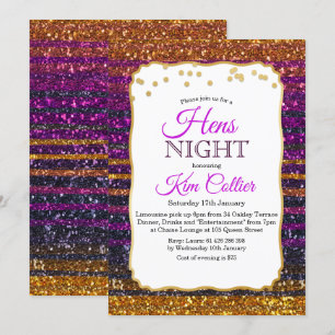 Hens Night Party Glitzer Lights Einladung