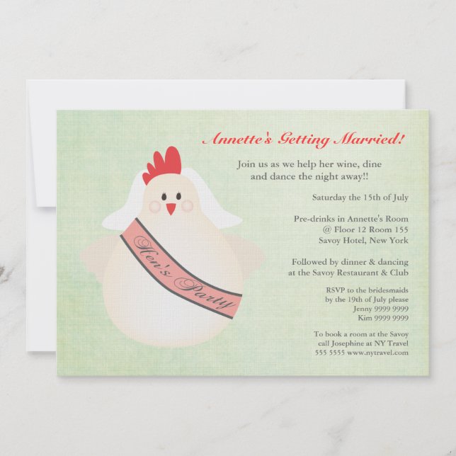 Hens Party Funny Chicken Illustriert einladen Einladung (Vorderseite)