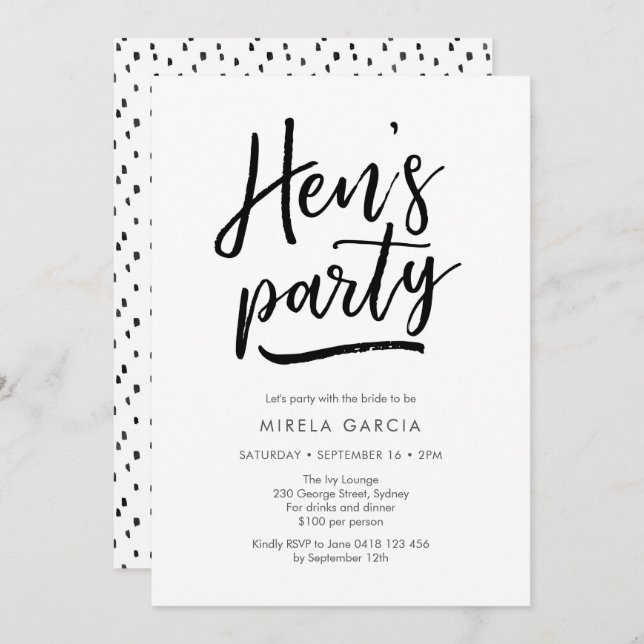 Hen's Party Invitation (Devant / Derrière)