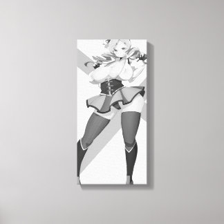 Hentai Girl Posing Black and White Canvas Print Leinwanddruck