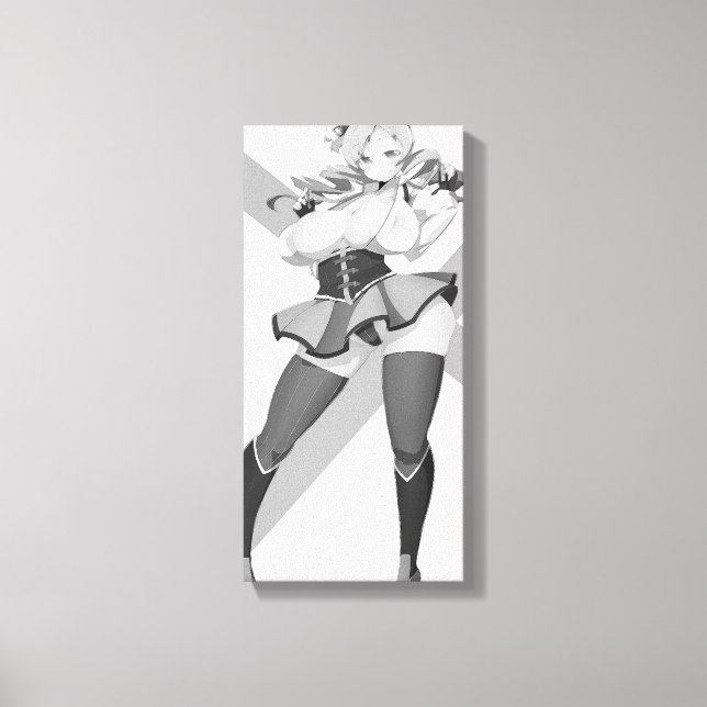 Hentai Girl Posing noir et blanc toile Imprimer (Recto)