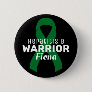 Hepatitis B Warrior Ribbon Black Button