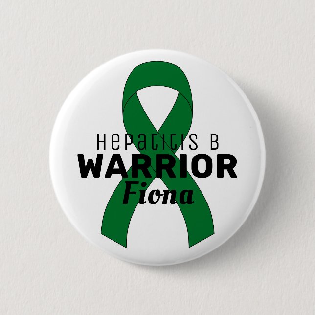Hepatitis B Warrior Ribbon White Button (Vorderseite)