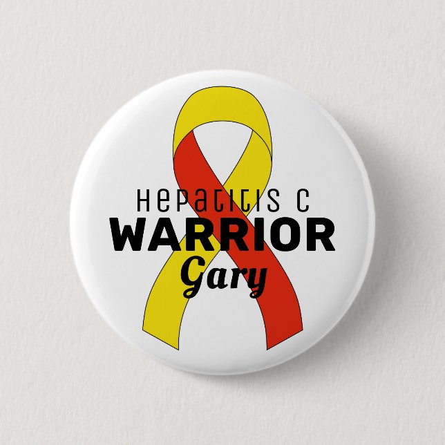 Hepatitis C Warrior Ribbon White Button (Vorderseite)