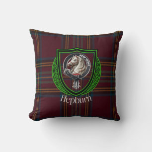 Hepburn-Schottischer-Clan-Tartan & Wappen Kissen