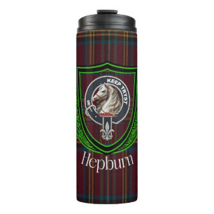 Hepburn-Schottischer-Clan-Tartan & -Wappen Thermosbecher