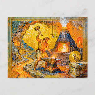 Hephaestus in der Schmiede mit Hammer, Amboss, Vul Postkarte