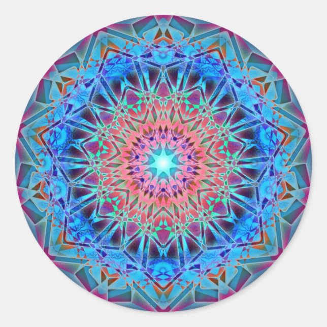 Heptagram Sacred Geometry Mandala Runder Aufkleber (Vorderseite)