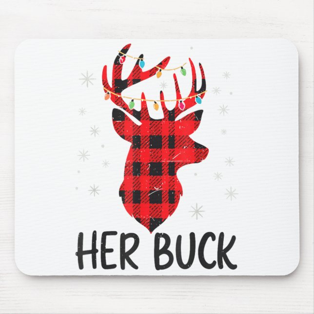 Her Buck Deer Hunting Christmas Husband Gift Coupl Mousepad (Vorne)