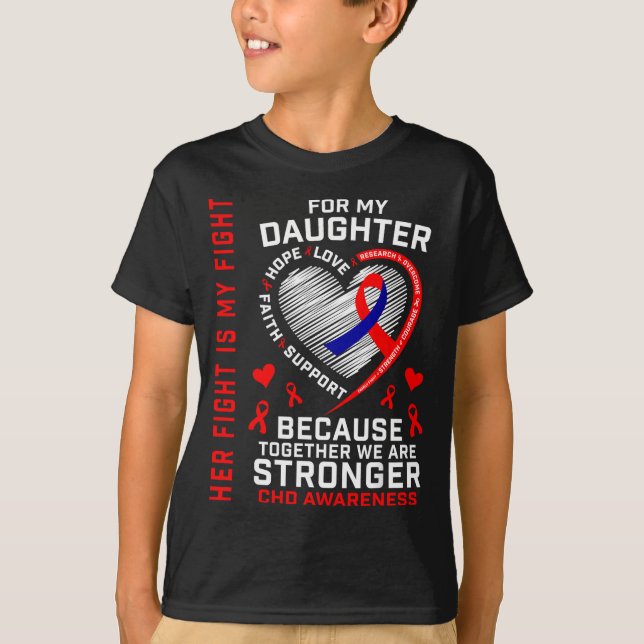 Her Fight Daughter Chd Awareness Heart Disease Gra T-Shirt (Vorderseite)