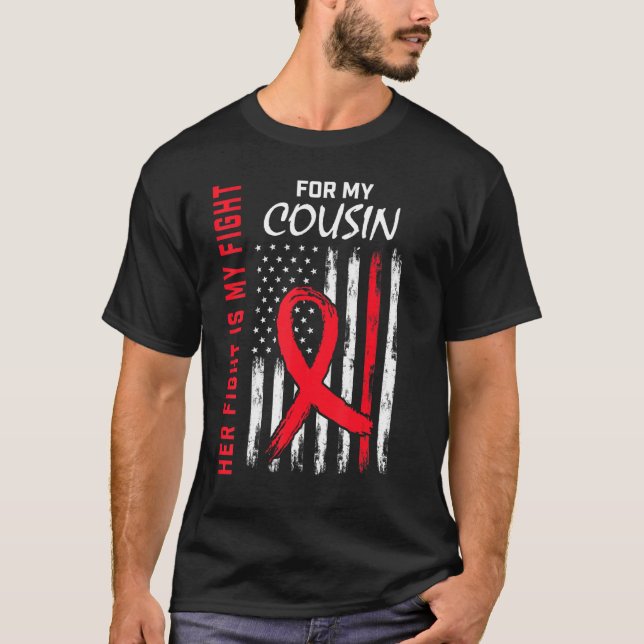 Her Fight is my Fight Cousin Heart Disease Awarene T-Shirt (Vorderseite)