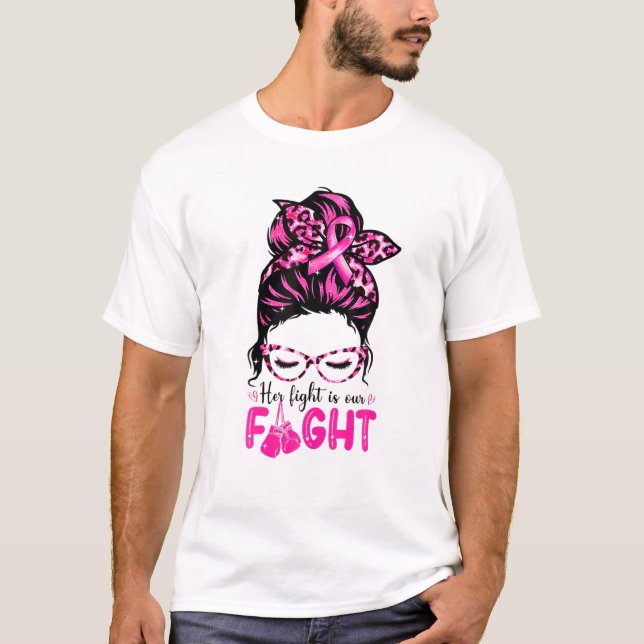 Her Fight Our Fight Family Breast Cancer Awareness T-Shirt (Vorderseite)