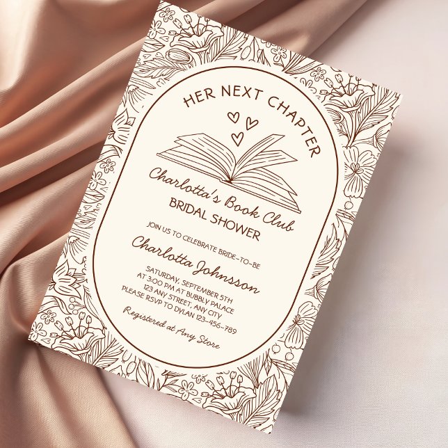 Her Next Chapter Book Club Brown Bridal Shower Einladung (Next Chapter Book Club Brown Bridal Shower Invitation)