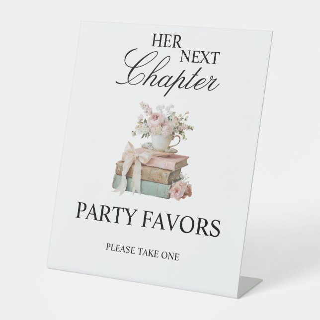 Her Next Chapter Bridal Shower Tabletop Sign Sockelschild (Vorderseite)