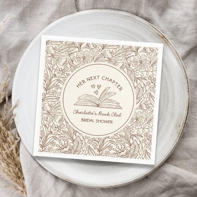 Her Next Chapter Brown Book Club Bridal Shower Serviette (Her Next Chapter Brown Book Club Bridal Shower Napkins)