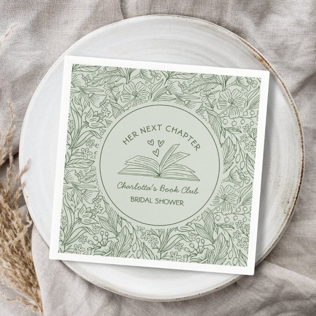 Her Next Chapter Green Book Club Bridal Shower Serviette (Her Next Chapter Green Book Club Bridal Shower Napkins)