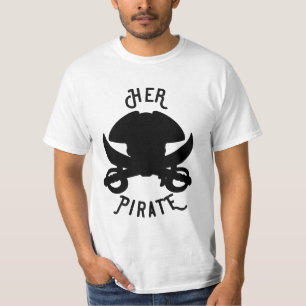 HER Pirat Schwarz Totenkopf und Schwert Weiß T-Shirt