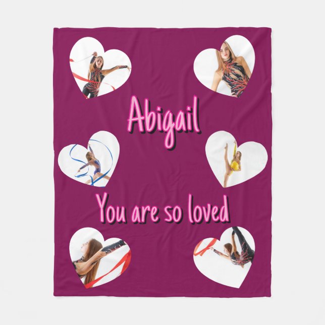 Her Valentine’s Day 6 Heart Shaped Photos Collage Fleecedecke (Vorderseite)