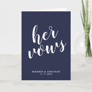 'Her Vows' Navy Blue Elegant Wedding Vows