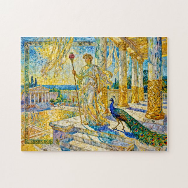 Hera mit Pfau und Granatapfelzepter in Templ (Horizontal)
