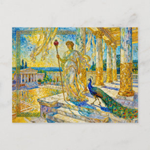 Hera mit Pfau und Granatapfelzepter in Templ Postkarte