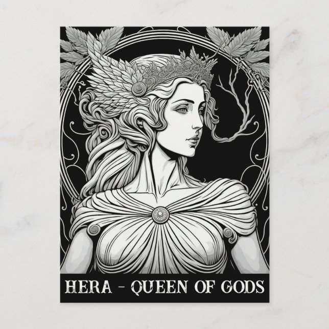 Hera Reine des Dieux Noir et Blanc Carte Postale (Devant)