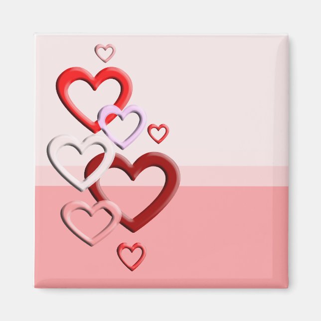 herabfallende Herzen rosa Hintergrund Magnet (Vorne)