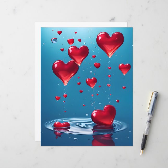 herabfallende Hochglanzherzen der Liebe (Vorderseite/Rückseite Beispiel)