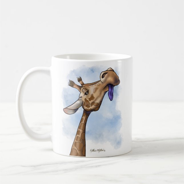 Herablassender Giraffen-Cartoon Kaffeetasse (Links)