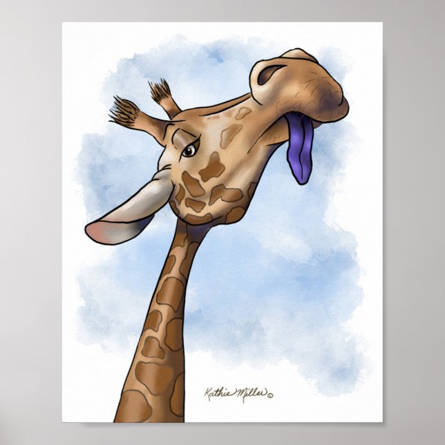 Herablassender Giraffen-Cartoon Poster (Vorne)