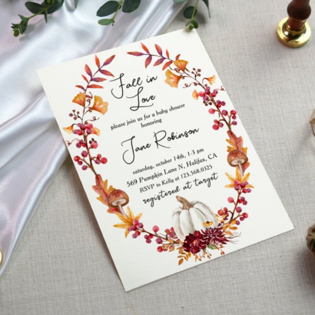 Herabsetzung der Liebe White Pumpkin Baby Dusche Einladung (Von Creator hochgeladen)