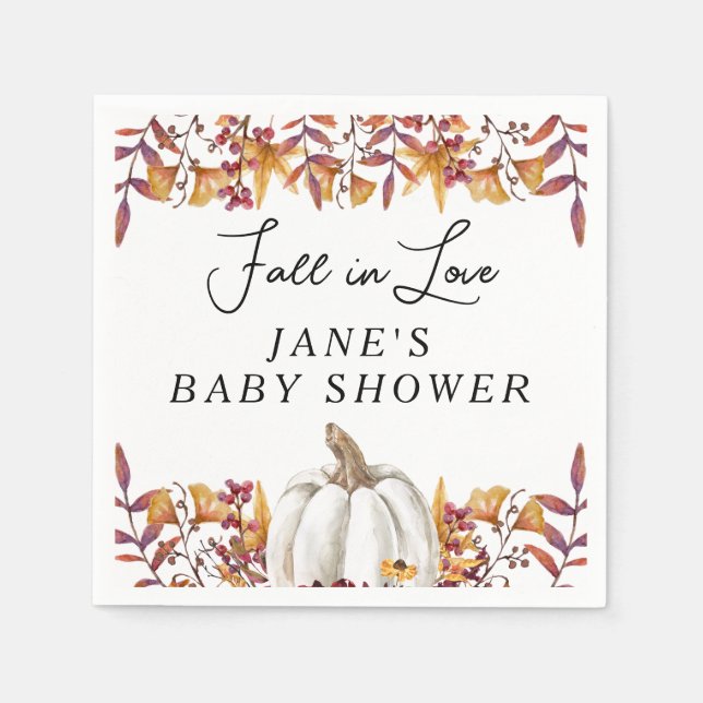 Herabsetzung der Liebe White Pumpkin Baby Dusche Serviette (Vorderseite)