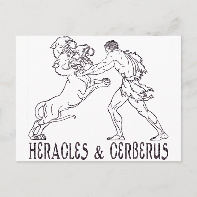 Herakles und Cerberus Postkarte (Vorderseite)