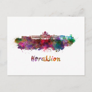 Heraklion skyline im Watercolor Postkarte