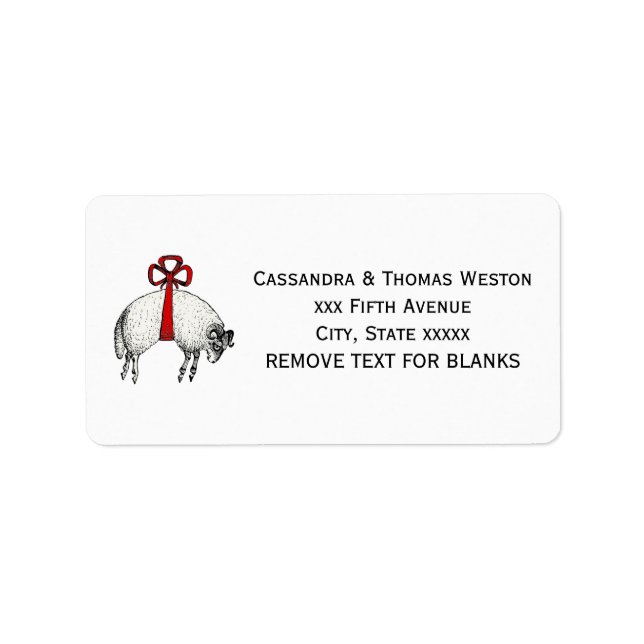 Heraldic Banded Fleece Ram Sheep Wappen Emblem Adressaufkleber (Vorne)