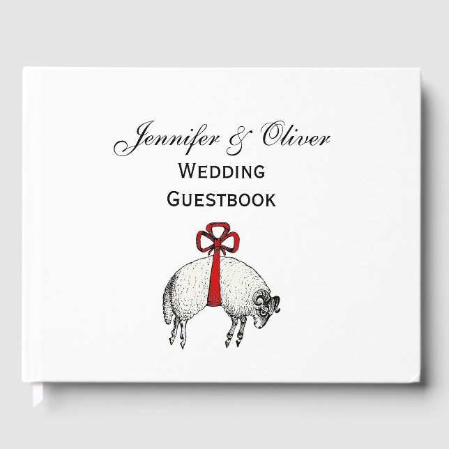 Heraldic Banded Fleece Ram Sheep Wappen Emblem Gästebuch (Vorderseite)