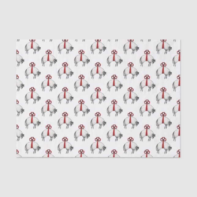 Heraldic Banded Fleece Ram Sheep Wappen Emblem Seidenpapier (Vorderseite)