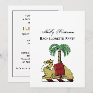 Heraldic Camel Palm Tree Color Coat of Arms Einladung