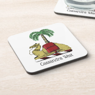 Heraldic Camel Palm Tree Color Coat of Arms Getränkeuntersetzer