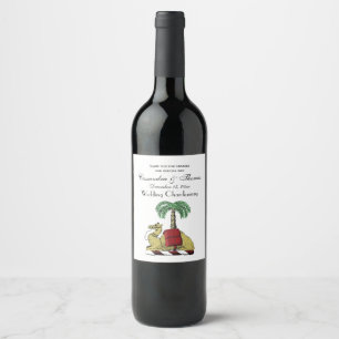 Heraldic Camel Palm Tree Color Coat of Arms Weinetikett