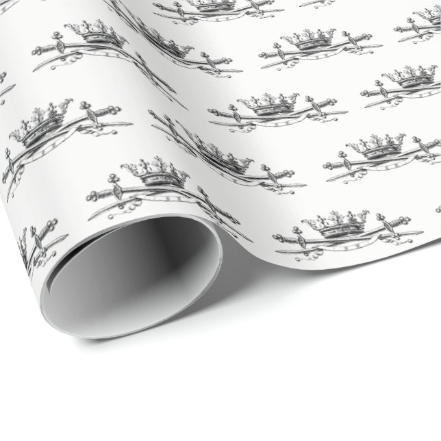 Heraldic Crown Crossed Schwerter Sabers Emblem Wap Geschenkpapier (Rolleneckpunkt)
