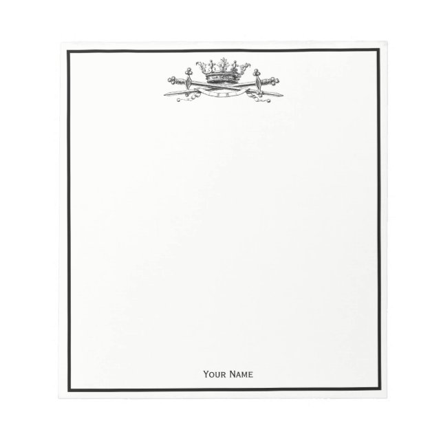 Heraldic Crown Crossed Schwerter Sabers Emblem Wap Notizblock (Vorderseite)