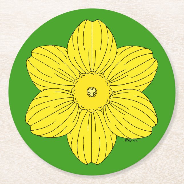 Heraldic Daffodil Runder Pappuntersetzer (Vorderseite)