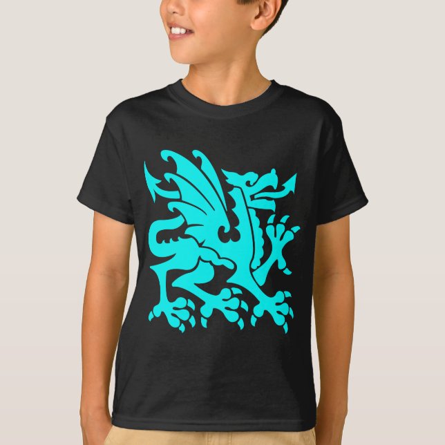 Heraldic Dragon 01 - Cyan T-Shirt (Vorderseite)