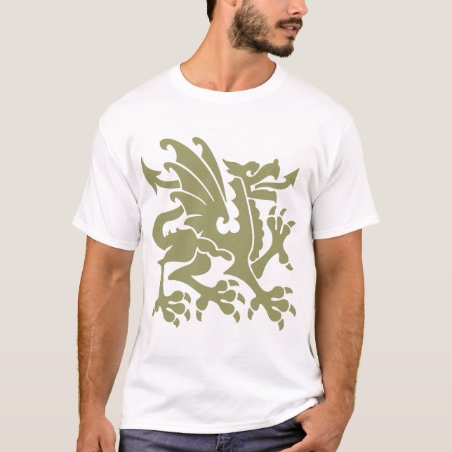 Heraldic Dragon 01 - Khaki T-Shirt (Vorderseite)