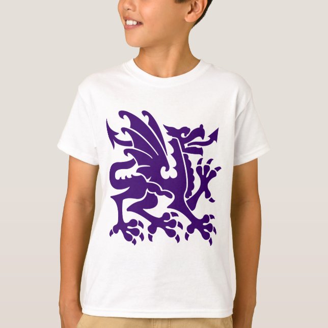 Heraldic Dragon 01 - Tief Lila T-Shirt (Vorderseite)