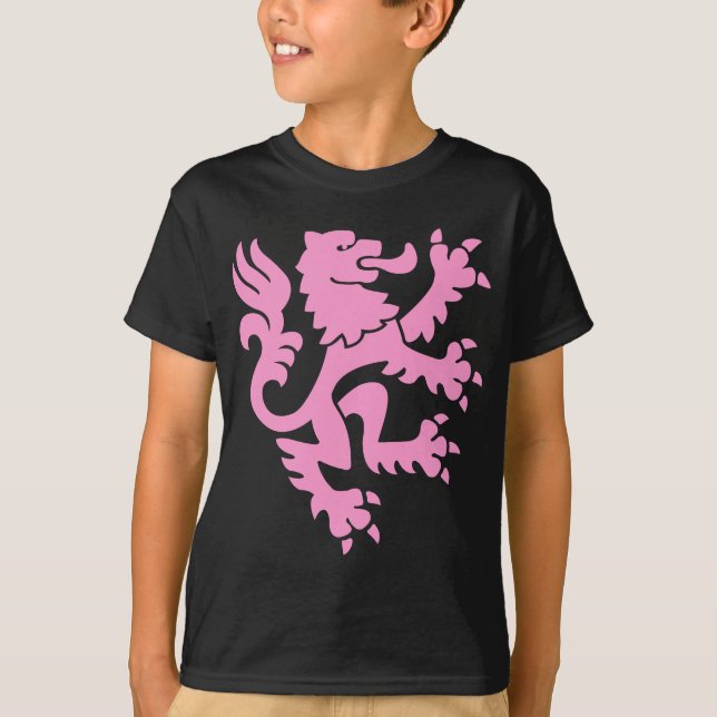 Heraldic Lion 01 - Rosa T-Shirt (Vorderseite)